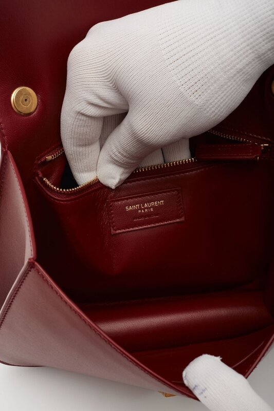 SAINT LAURENT SAINT LAURENT LEATHER RED OPYUM LE CARRE SHOULDER BAG
