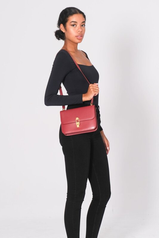 SAINT LAURENT SAINT LAURENT LEATHER RED OPYUM LE CARRE SHOULDER BAG