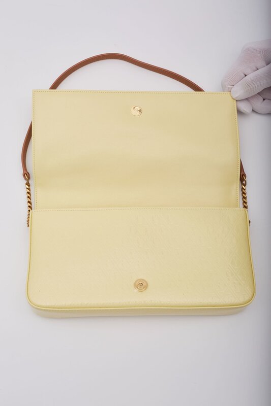 SAINT LAURENT MONOGRAMME PATENT YELLOW KATE 99 LE SHOULDER BAG