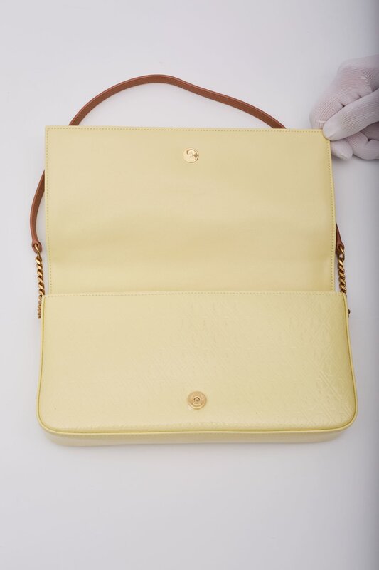 SAINT LAURENT SAINT LAURENT MONOGRAMME PATENT YELLOW KATE 99 LE SHOULDER BAG