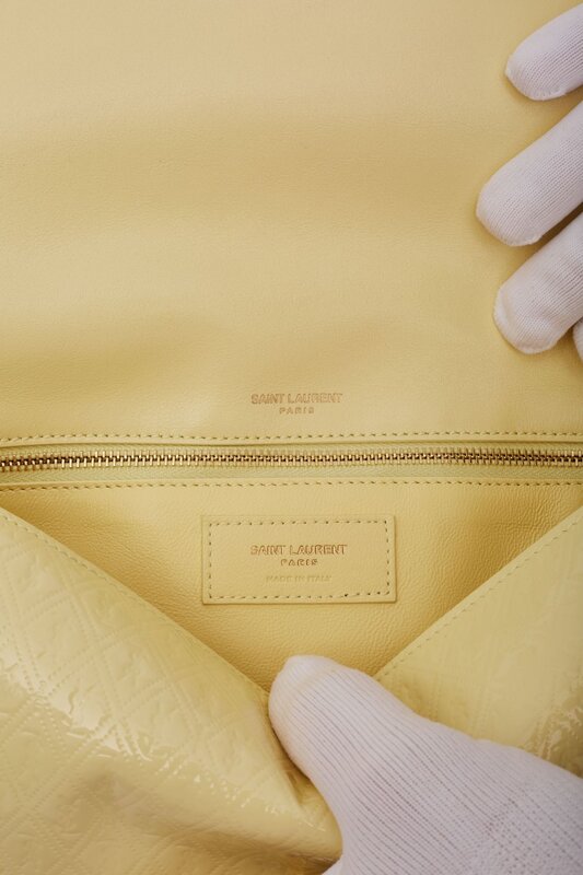 SAINT LAURENT MONOGRAMME PATENT YELLOW KATE 99 LE SHOULDER BAG