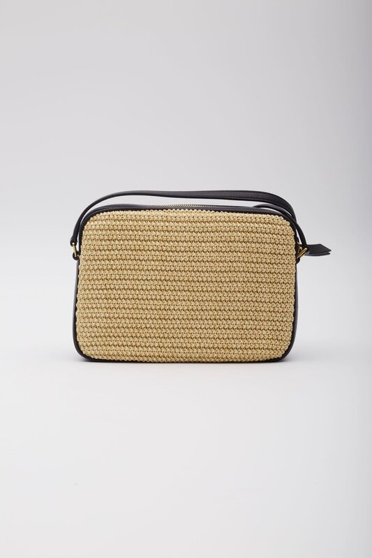 SAINT LAURENT RAFFIA MONOGRAM LOU CAMERA BAG BEIGE