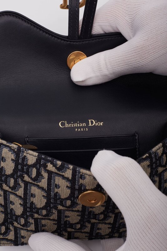 CHRISTIAN DIOR OBLIQUE MONOGRAM NAVY BLUE SADDLE BELT BAG