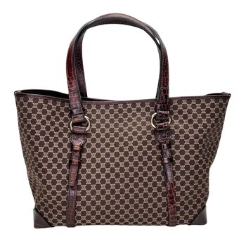 CELINE CELINE MONOGRAM EBONY MACADAM CROCO EMBOSSED TOTE BAG
