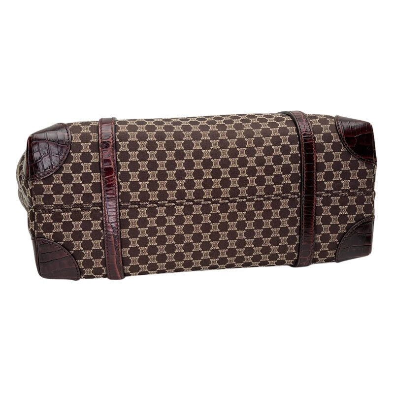 CELINE CELINE MONOGRAM EBONY MACADAM CROCO EMBOSSED TOTE BAG