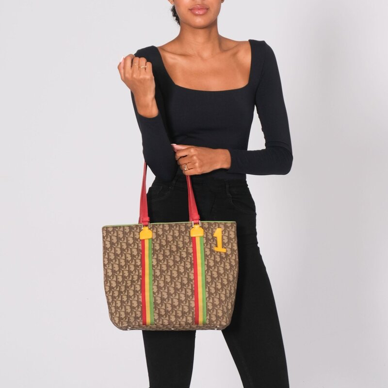 CHRISTIAN DIOR MONOGRAM OBLIQUE BEIGE RASTA TOTE BAG