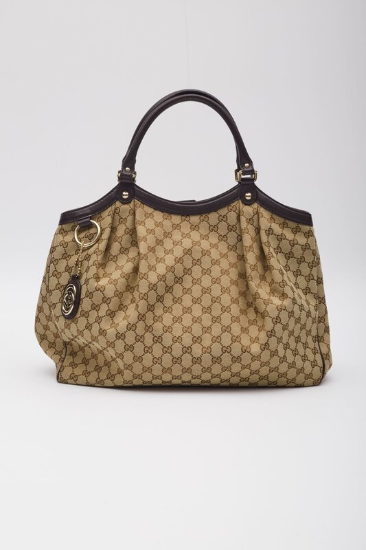 GUCCI MONOGRAM EBONY SUKEY HOBO BAG LARGE