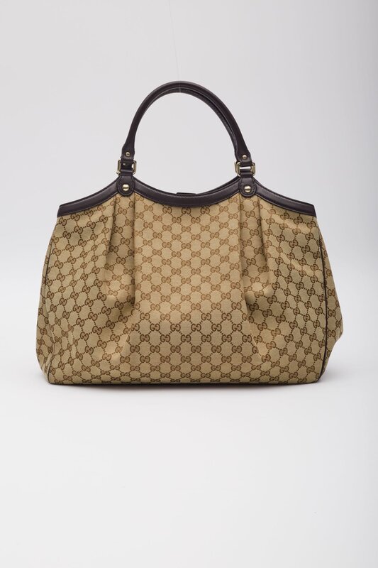 GUCCI MONOGRAM EBONY SUKEY HOBO BAG LARGE