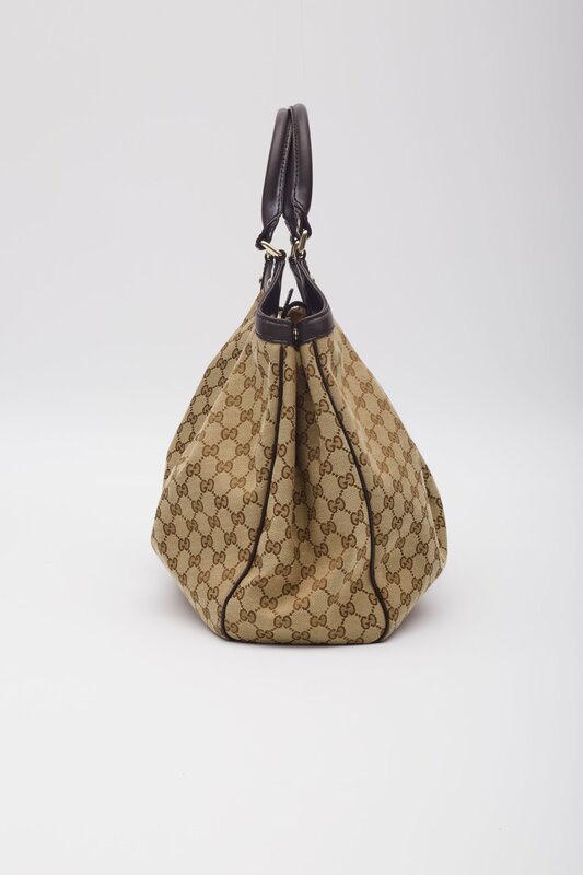 GUCCI MONOGRAM EBONY SUKEY HOBO BAG LARGE