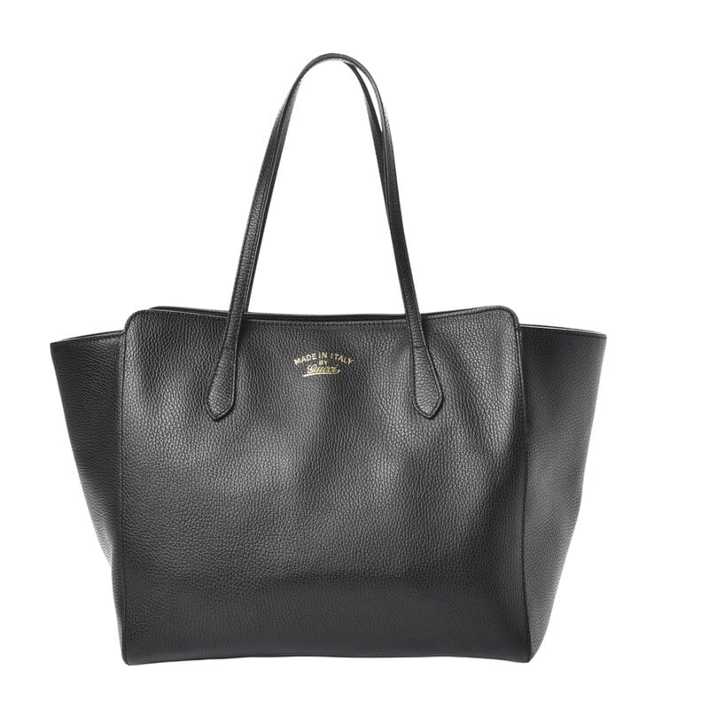 GUCCI PEBBLED CALFSKIN MEDIUM SWING TOTE BLACK