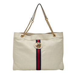 GUCCI GUCCI WHITE LEATHER RAJAH CHAIN TOTE LARGE