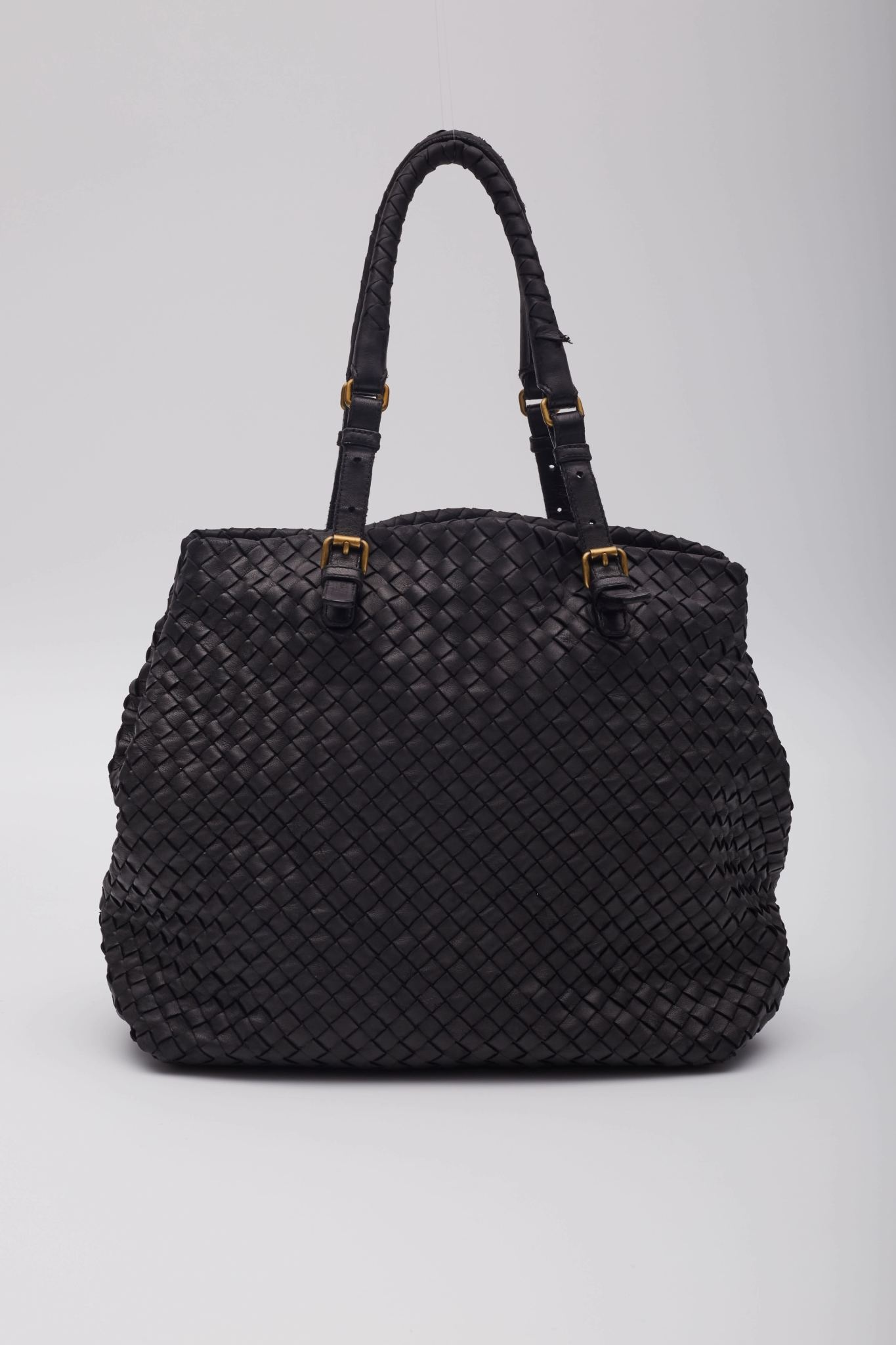 BELTED LEATHER CABAS CESTA MM TOTE BAG BLACK