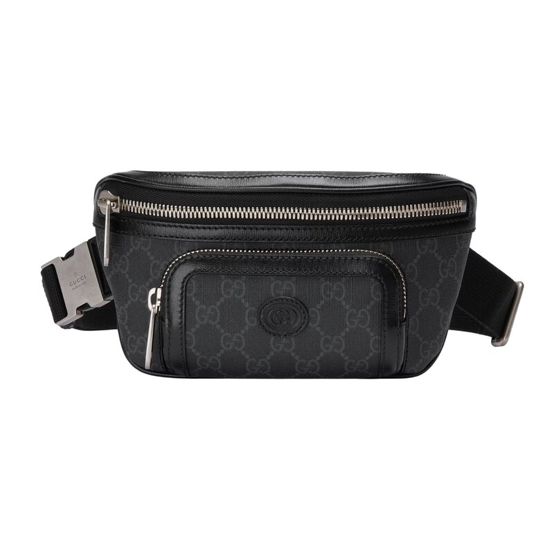 GUCCI BLACK MONOGRAM GG SUPREME BELT BAG