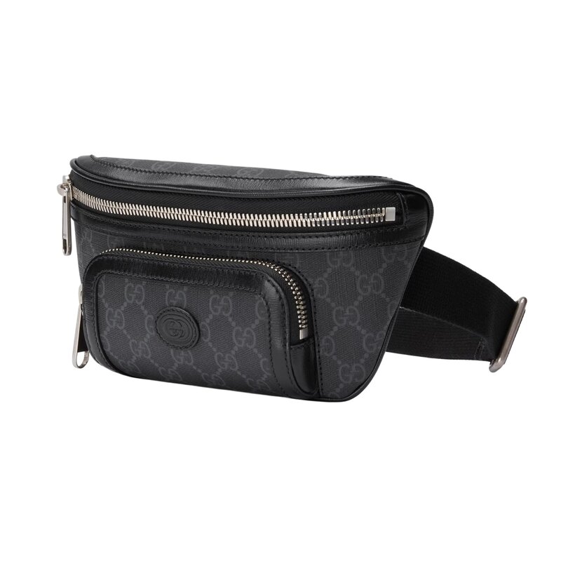 GUCCI BLACK MONOGRAM GG SUPREME BELT BAG