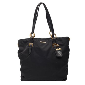 PRADA PRADA BLACK NYLON DAINO-TRIMMED TESSUTO TOTE