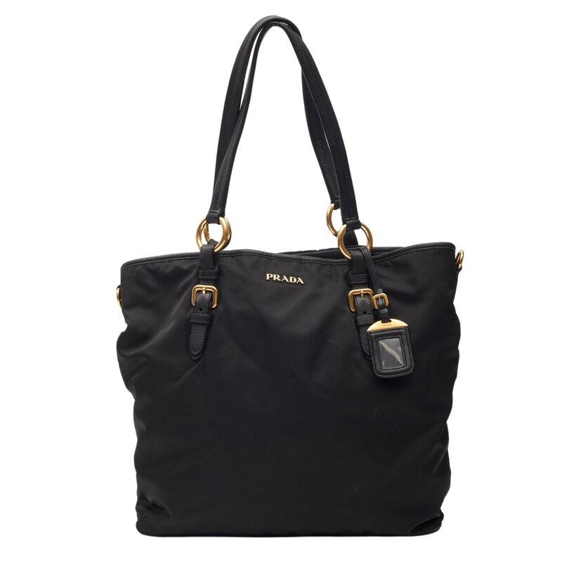 PRADA PRADA BLACK NYLON DAINO-TRIMMED TESSUTO TOTE