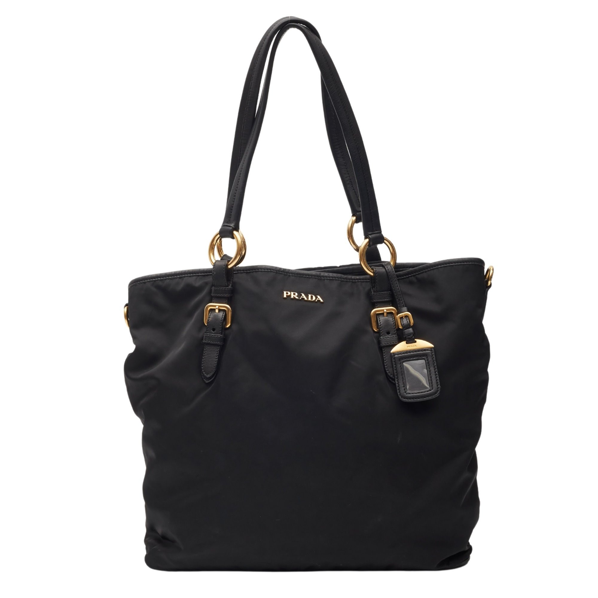 PRADA BLACK NYLON DAINO-TRIMMED TESSUTO TOTE