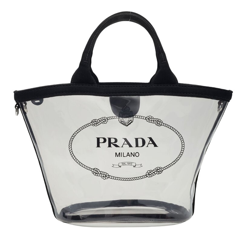 PRADA CLEAR PVC LOGO BEACH TOTE BAG