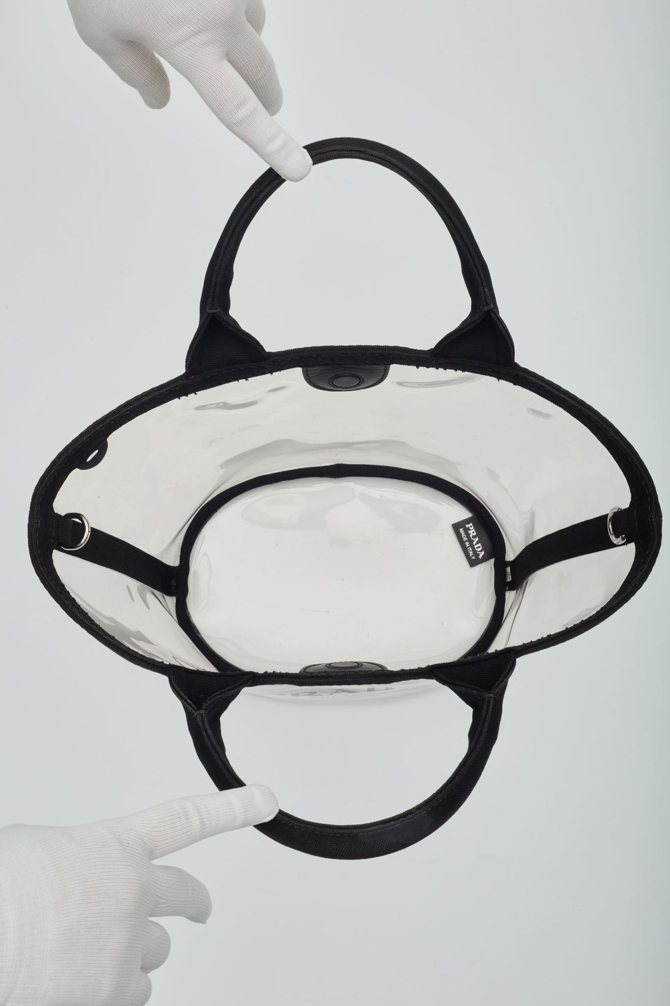 PRADA PRADA CLEAR PVC LOGO BEACH TOTE BAG