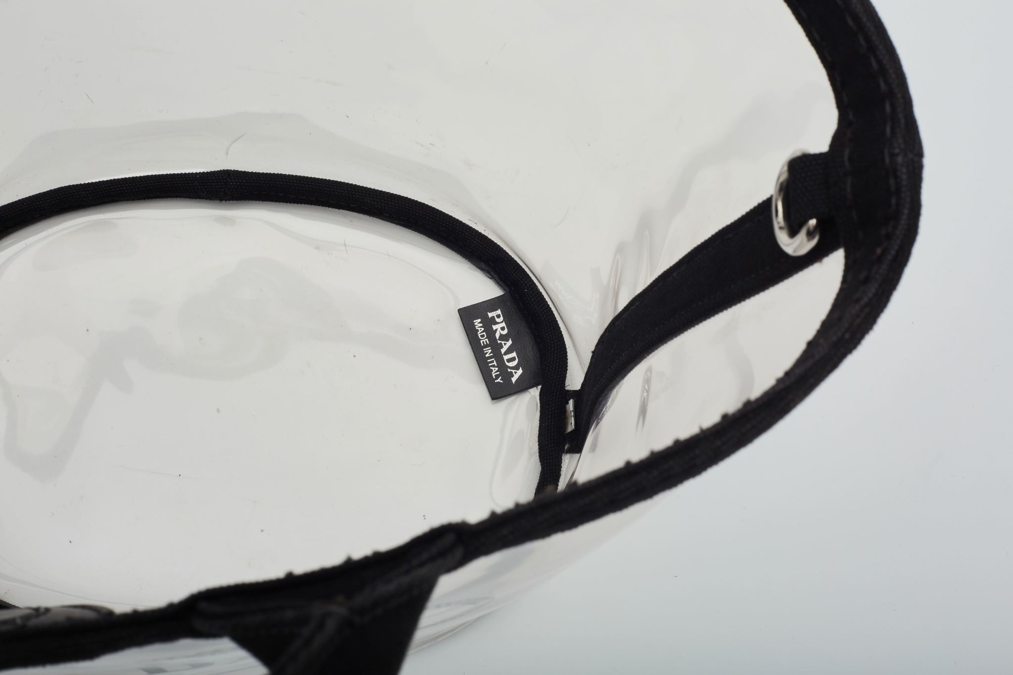 PRADA PRADA CLEAR PVC LOGO BEACH TOTE BAG