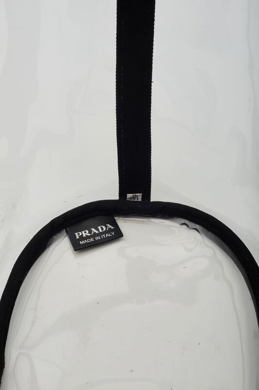 PRADA CLEAR PVC LOGO BEACH TOTE BAG