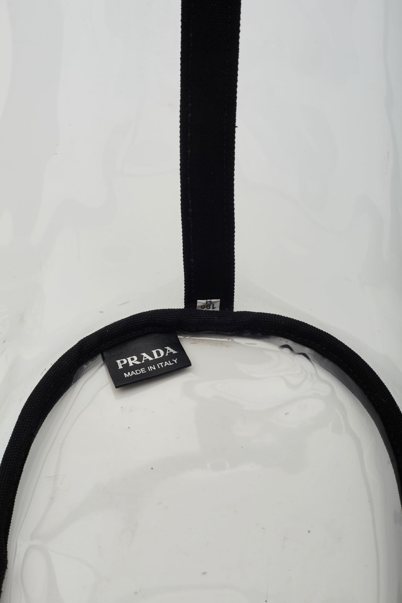 PRADA PRADA CLEAR PVC LOGO BEACH TOTE BAG