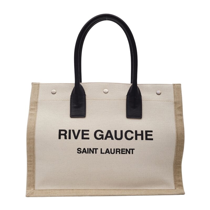 SAINT LAURENT PARIS RIVE GAUCHE BEIGE CANVAS TOTE LARGE