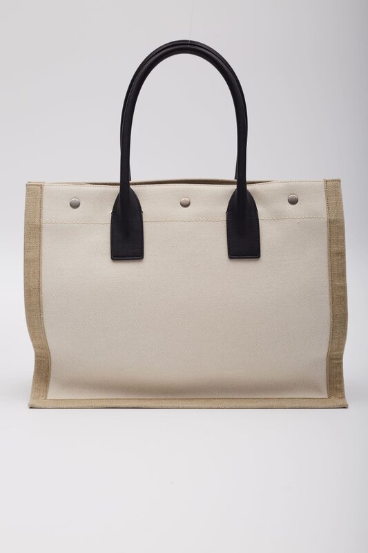 SAINT LAURENT PARIS RIVE GAUCHE BEIGE CANVAS TOTE LARGE