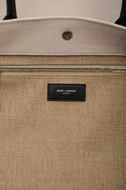 SAINT LAURENT PARIS RIVE GAUCHE BEIGE CANVAS TOTE LARGE