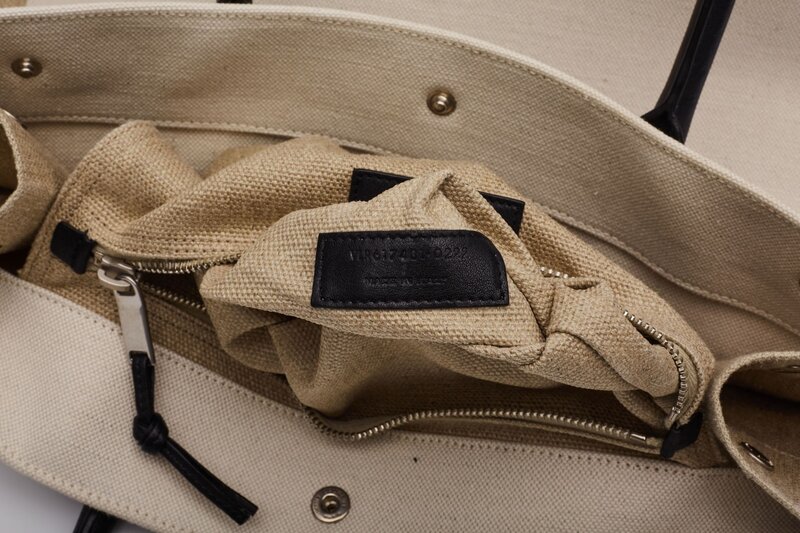 SAINT LAURENT PARIS RIVE GAUCHE BEIGE CANVAS TOTE LARGE