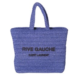 SAINT LAURENT SAINT LAURENT MEDIUM RAFFIA TOTE BAG BLUE