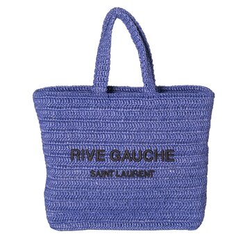 SAINT LAURENT SAINT LAURENT MEDIUM RAFFIA TOTE BAG BLUE