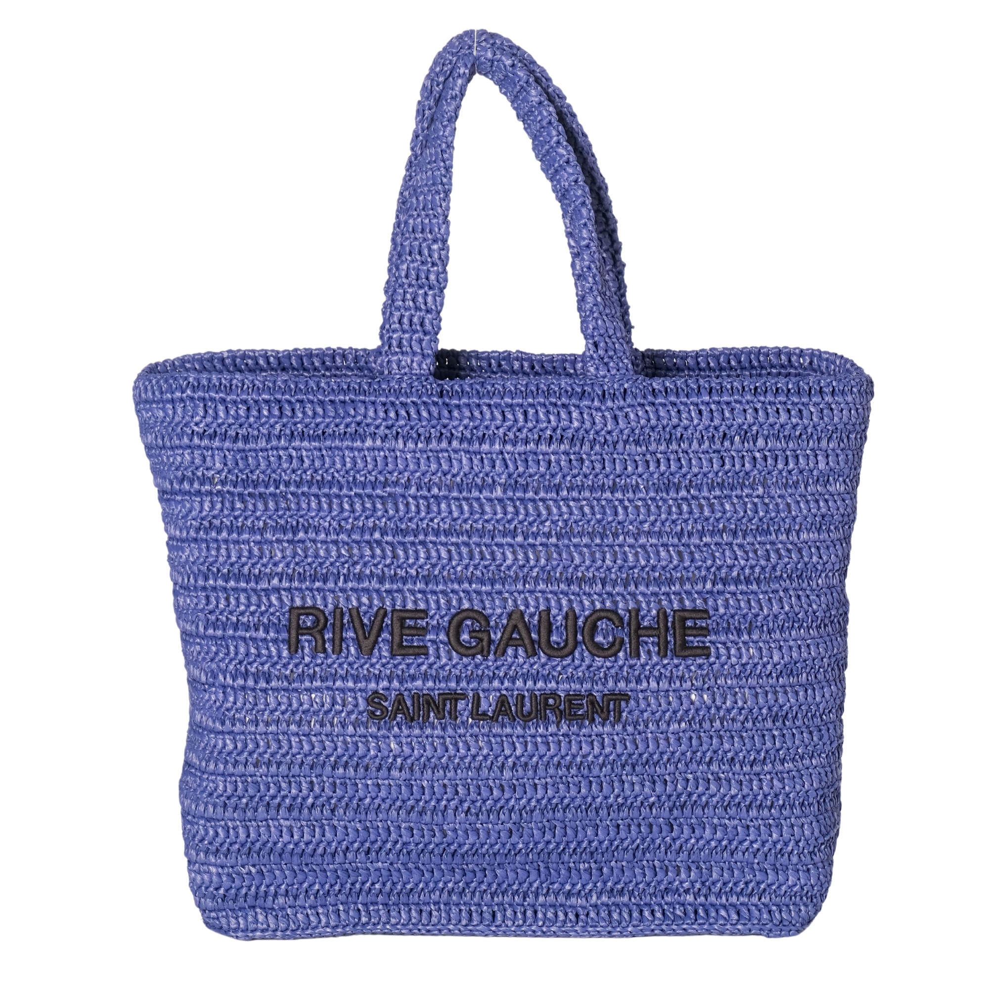 SAINT LAURENT MEDIUM RAFFIA TOTE BAG BLUE