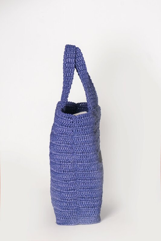 SAINT LAURENT SAINT LAURENT MEDIUM RAFFIA TOTE BAG BLUE
