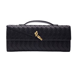 BOTTEGA VENETA BOTTEGA VENETA BLACK LEATHER ANDIAMO LONG CLUTCH BAG