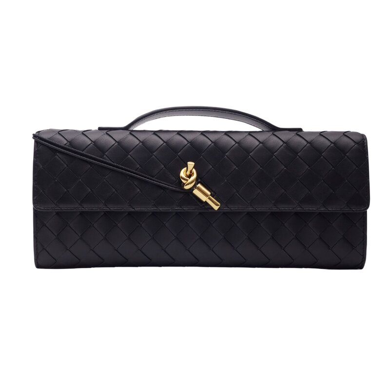BOTTEGA VENETA BOTTEGA VENETA BLACK LEATHER ANDIAMO LONG CLUTCH BAG