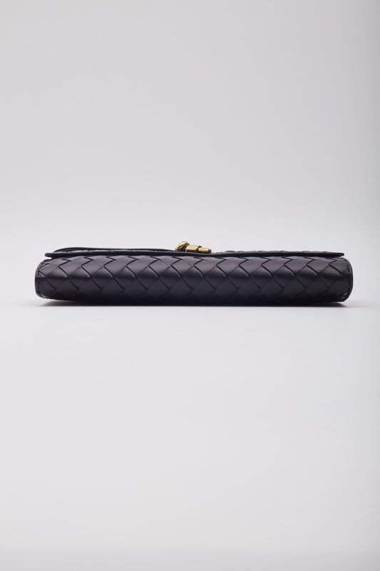 BOTTEGA VENETA BOTTEGA VENETA BLACK LEATHER ANDIAMO LONG CLUTCH BAG