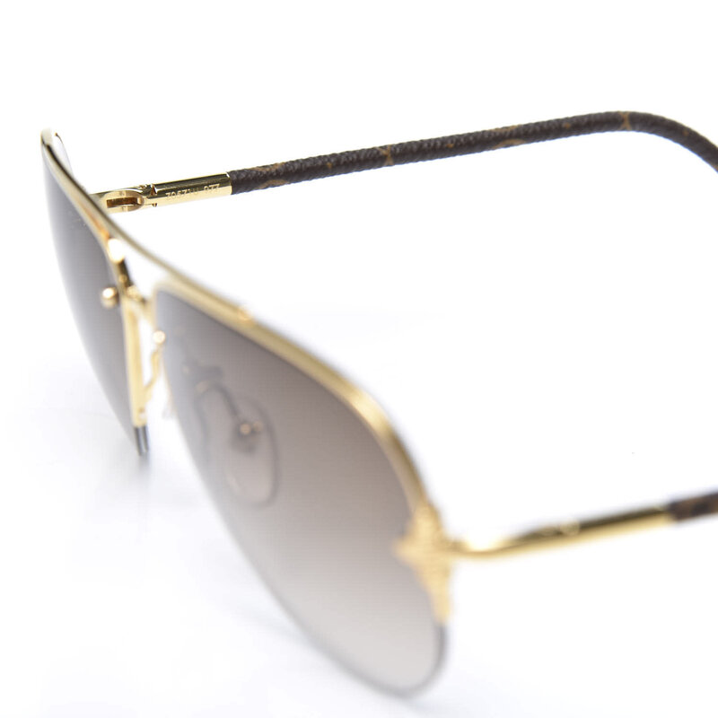 LOUIS VUITTON LOUIS VUITTON MONOGRAM PETITE VIOLA PILOTE AVIATOR SUNGLASSES BROWN
