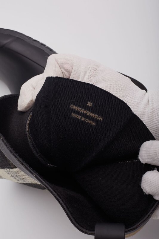 BURBERRY CANVAS PLAID PRINT RAIN BOOTS (EU 35)