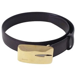 GUCCI GUCCI TOM FORD 1996 ICONIC GOLD LOGO BROWN LEATHER BELT (75/30)