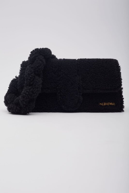 JACQUEMUS JACQUEMUS BLACK SHEARLING LE BAMBIDOU SHOULDER BAG