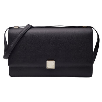 CELINE CELINE TEXTURED LEATHER BLACK CASE FLAP BAG MEDIUM