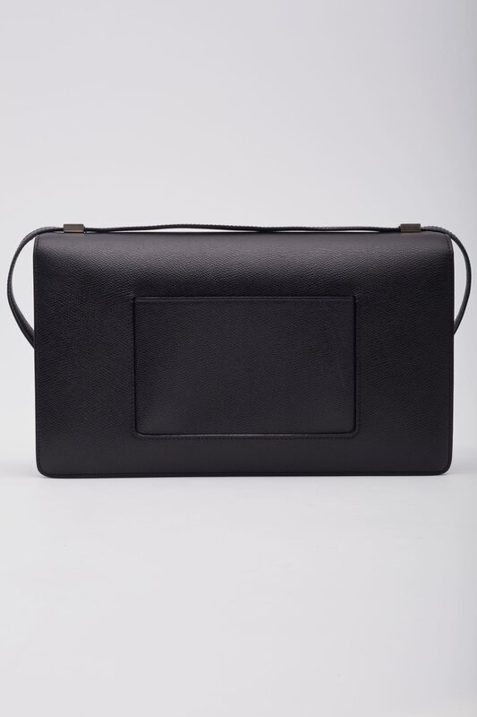 CELINE CELINE TEXTURED LEATHER BLACK CASE FLAP BAG MEDIUM