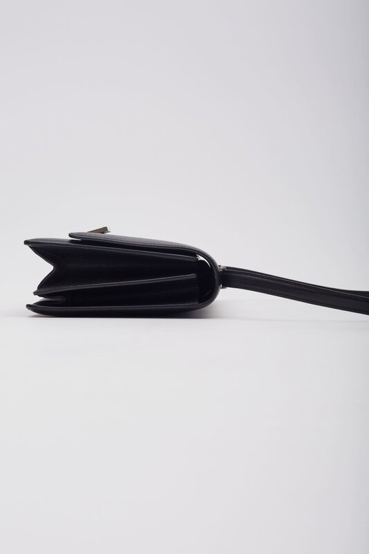 CELINE CELINE TEXTURED LEATHER BLACK CASE FLAP BAG MEDIUM