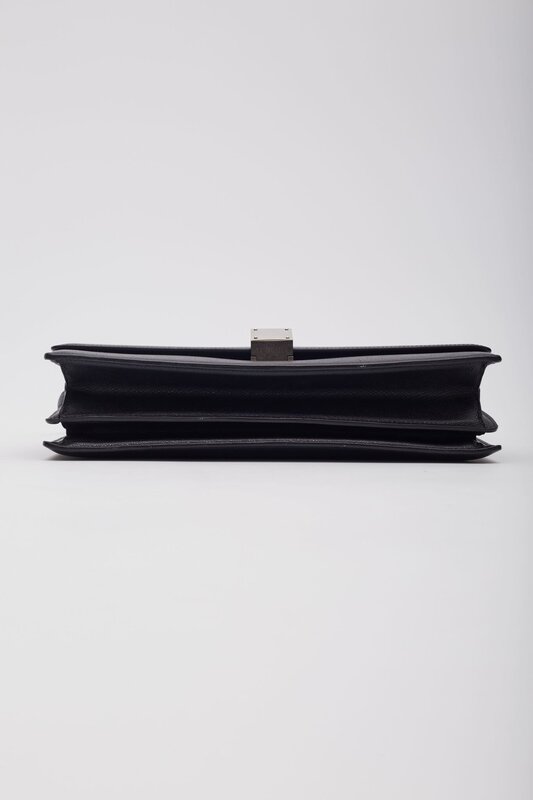 CELINE CELINE TEXTURED LEATHER BLACK CASE FLAP BAG MEDIUM