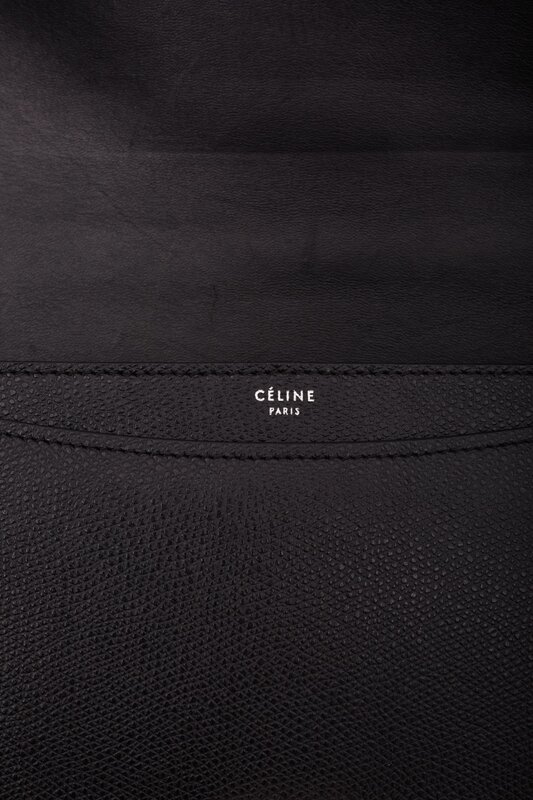 CELINE CELINE TEXTURED LEATHER BLACK CASE FLAP BAG MEDIUM