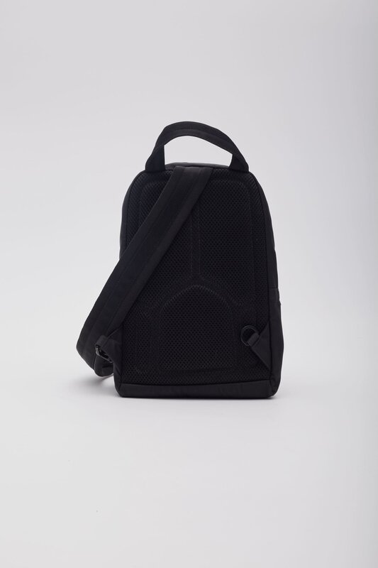 PRADA PRADA LEATHER & TESSUTO NYLON BLACK BLUE SLING BACKPACK