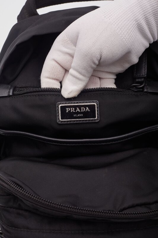PRADA PRADA LEATHER & TESSUTO NYLON BLACK BLUE SLING BACKPACK
