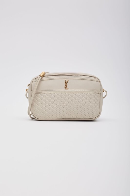 SAINT LAURENT SAINT LAURENT WHITE LAMBSKIN VICTOIRE CAMERA BAG