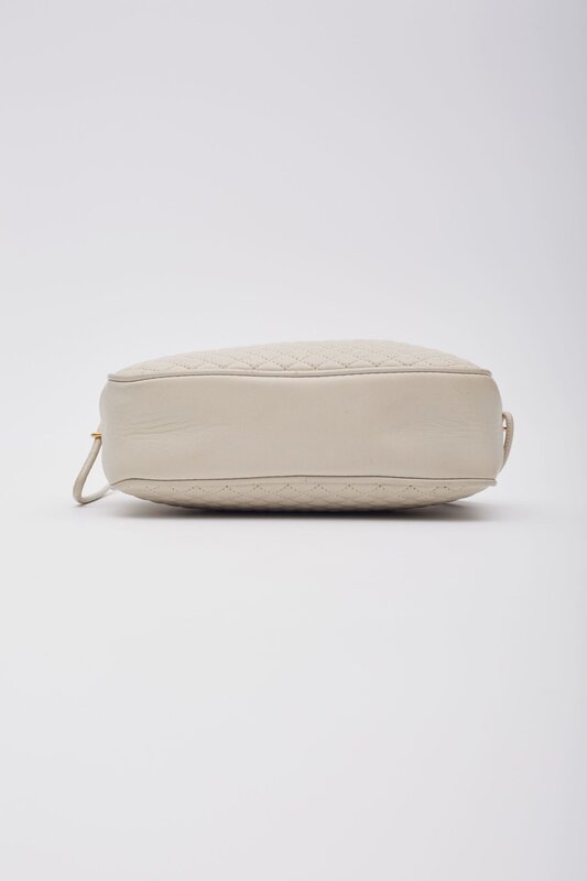 SAINT LAURENT SAINT LAURENT WHITE LAMBSKIN VICTOIRE CAMERA BAG